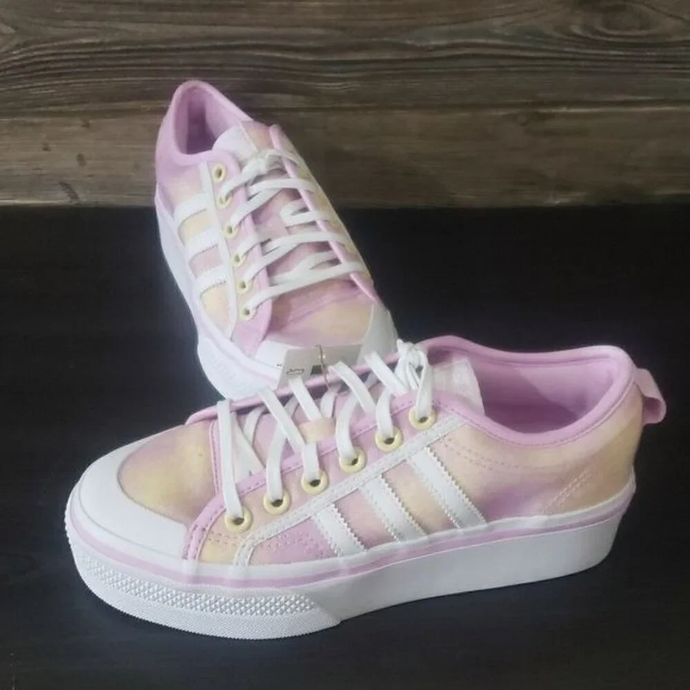 New Adidas Nizza Womens Platform Shoes Size 7 Tie Dye Summer Festival Streetwear